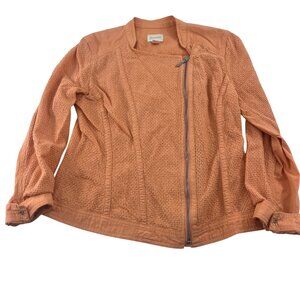 Chicos Peach Moto Jacket Women's chico's Size 0 Small‎ full Zip